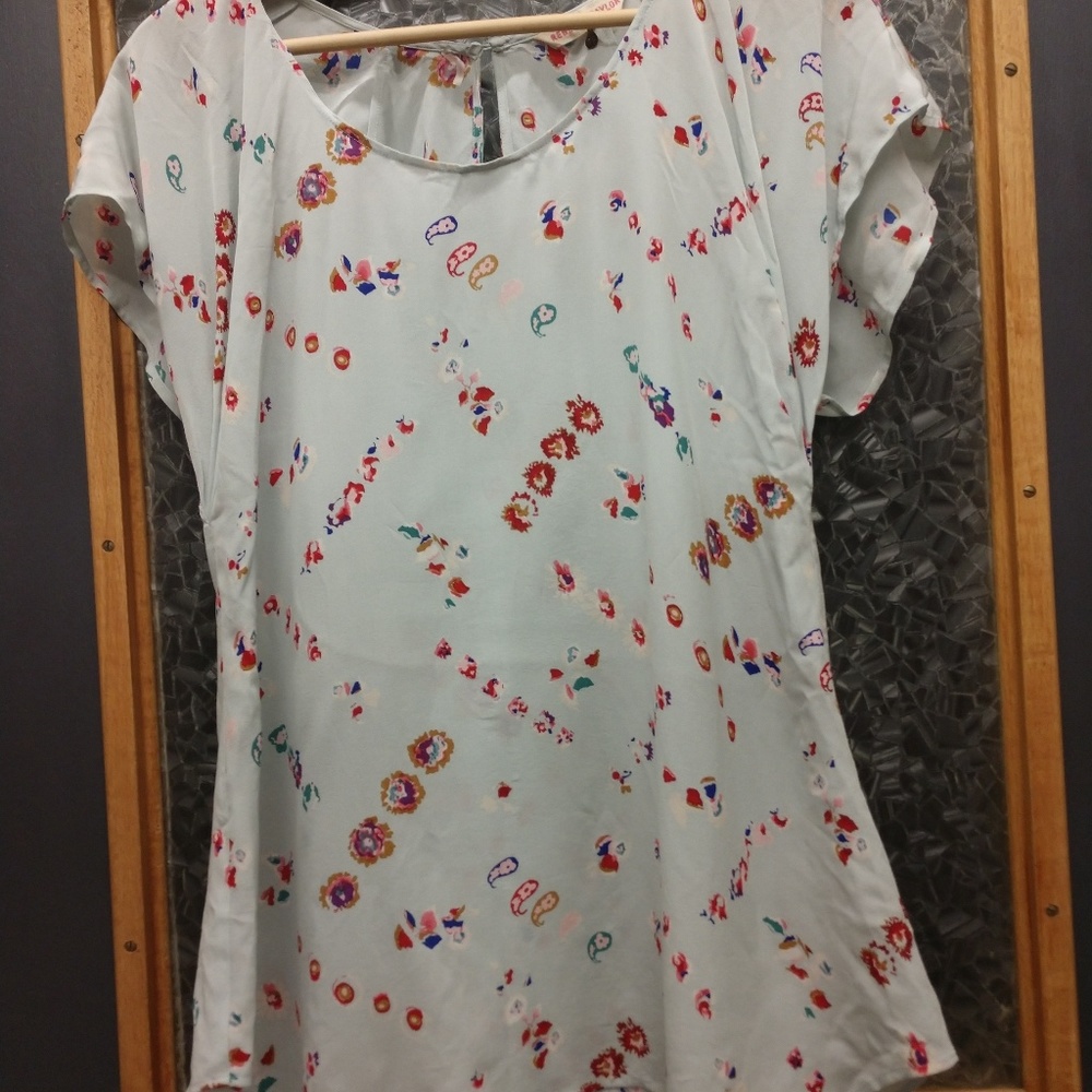 Rebecca Taylor Floral Blouse Light Blue 10